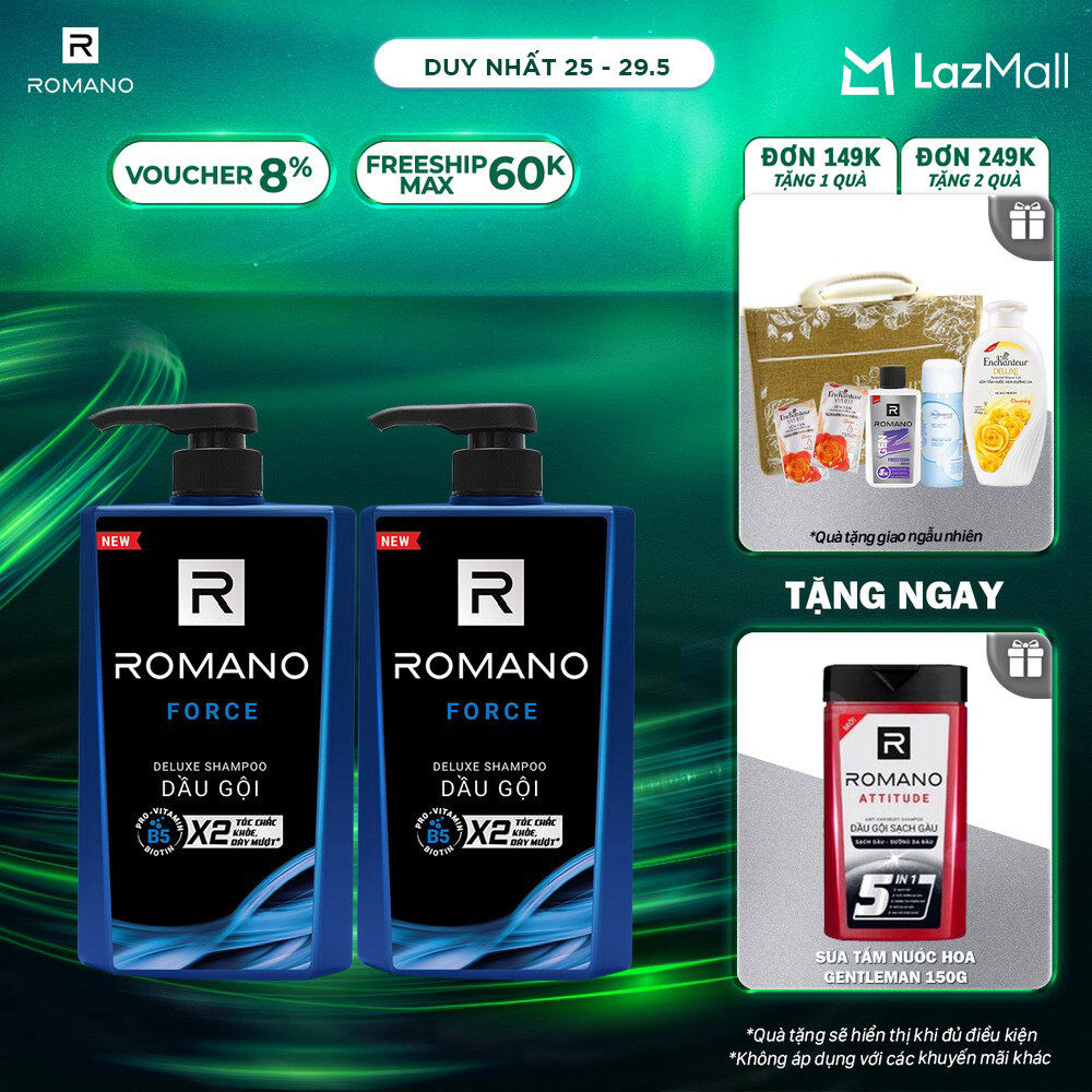 Combo 2 Dầu gội Romano hương nước hoa 650g