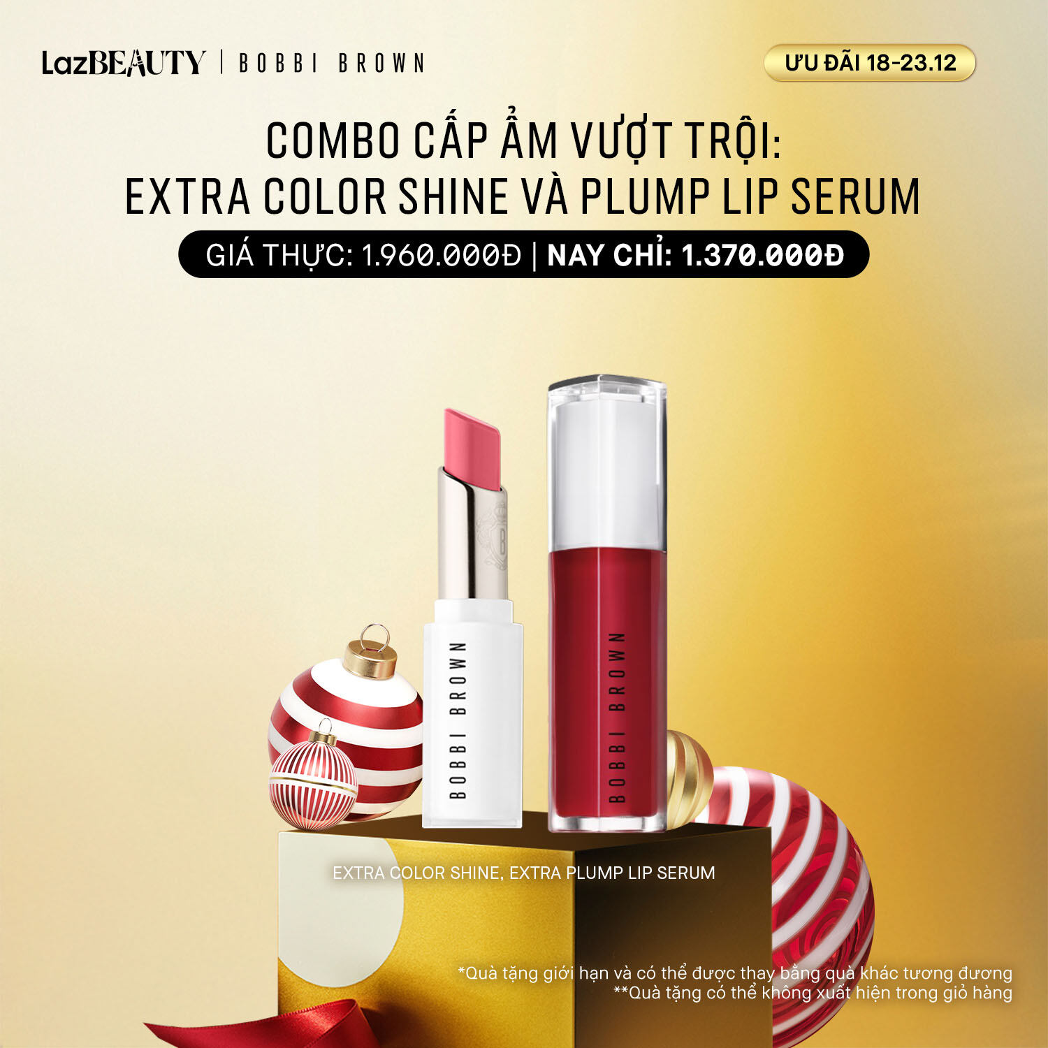   ƯU ĐÃI 18-23.12  Bobbi Brown - Bộ 2 món: Serum dưỡng môi Bobbi Brown Extra Plump Lip Serum Son bóng Bobbi Brown Extra Color Shine 