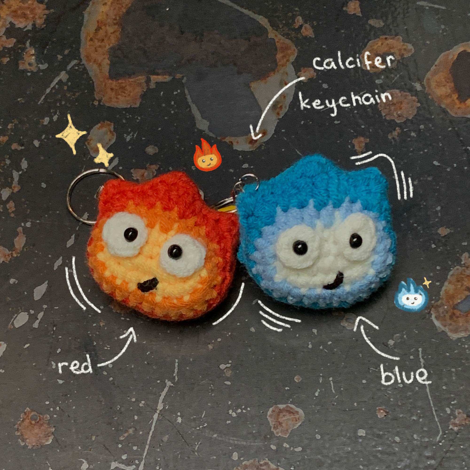 Móc khoá quỷ lửa Calcifer bằng len dễ thươnggggg