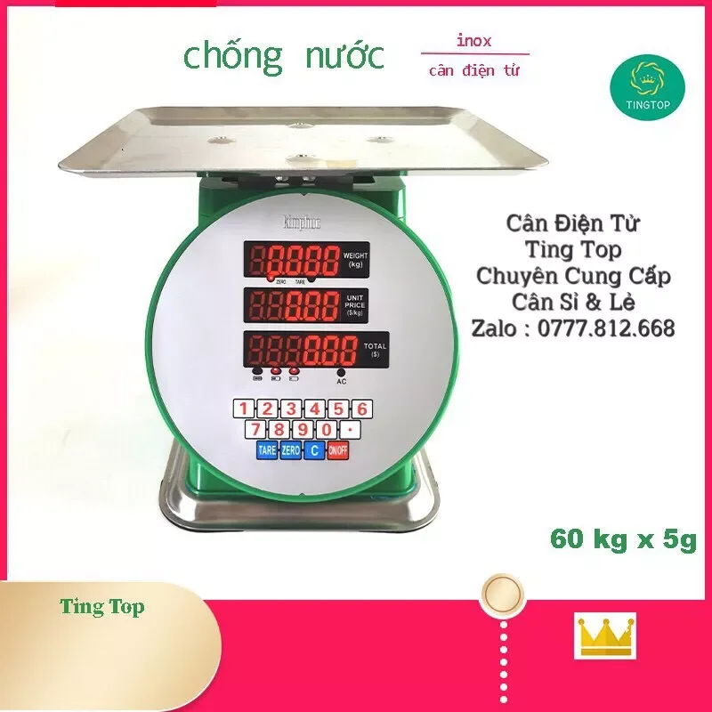 Cân điện tử đồng hồ chống nước tính tiền 1 mặt 60kg bảo hành 1năm