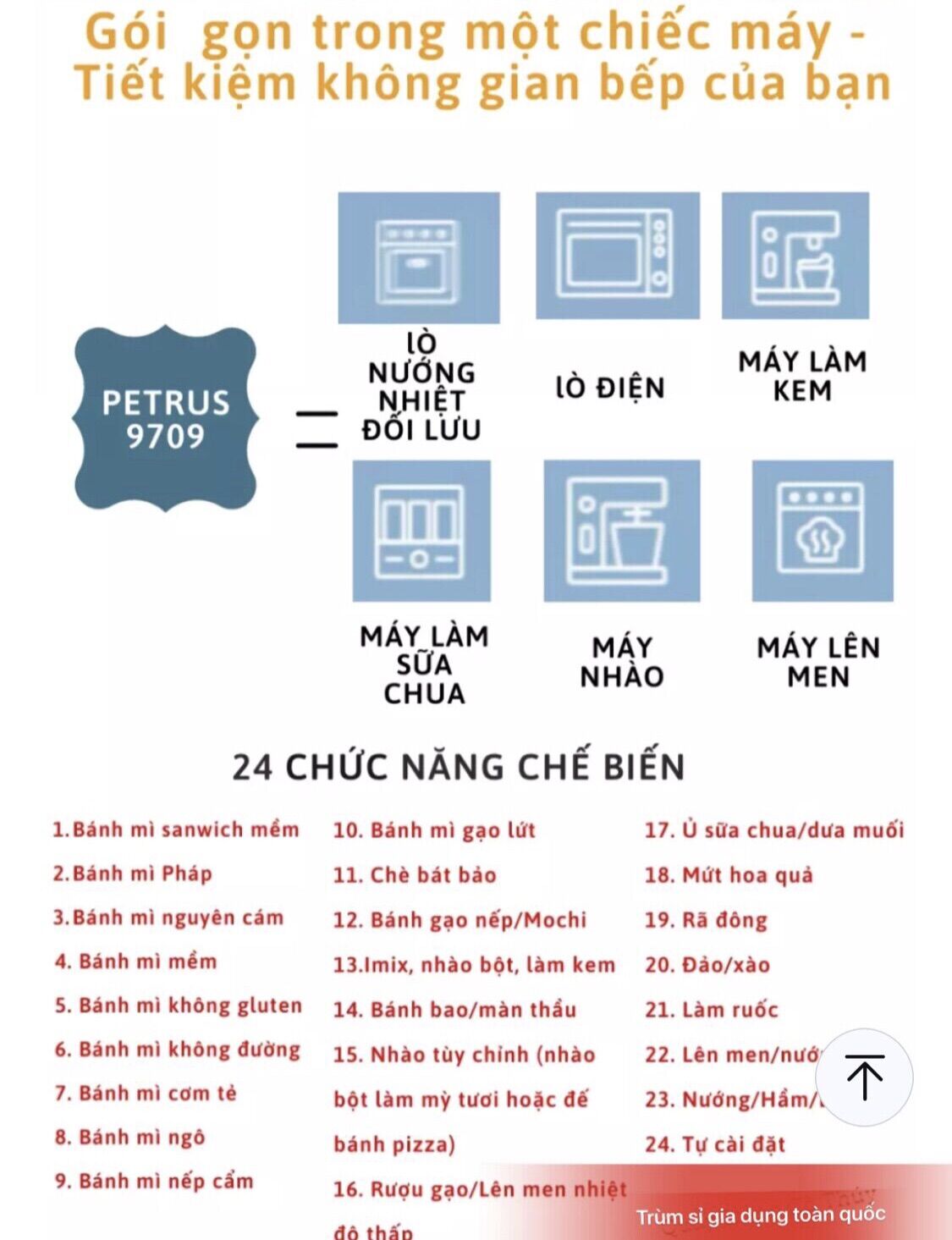 (Sỉ ) Máy làm bánh mỳ petrus 9709