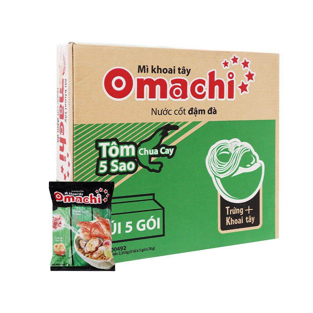 Thùng 30 gói mì omachi tôm chua cay 80gr