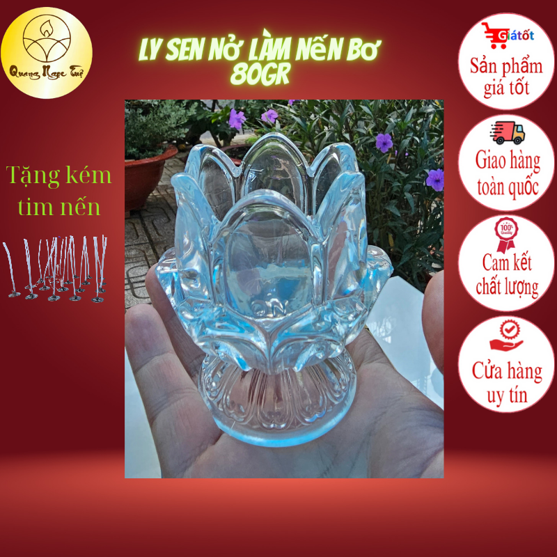 Ly Sen nở dùng làm nến dâng cúng bàn thờ. hộp 6 ly. Nguyên liệu Handmade
