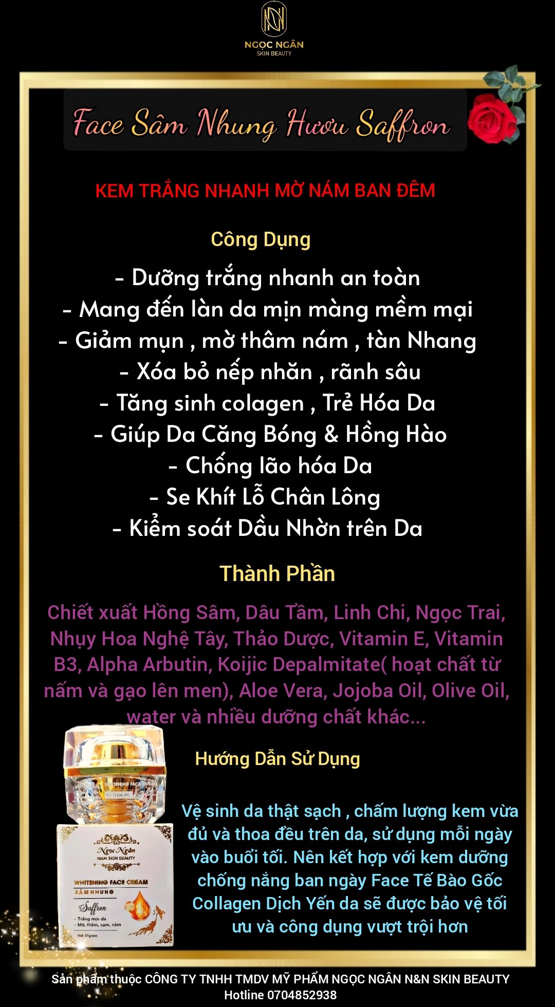 [ MỚI Hủ đại 60gr kem] KEM FACE SÂM NHUNG CAO CẤP