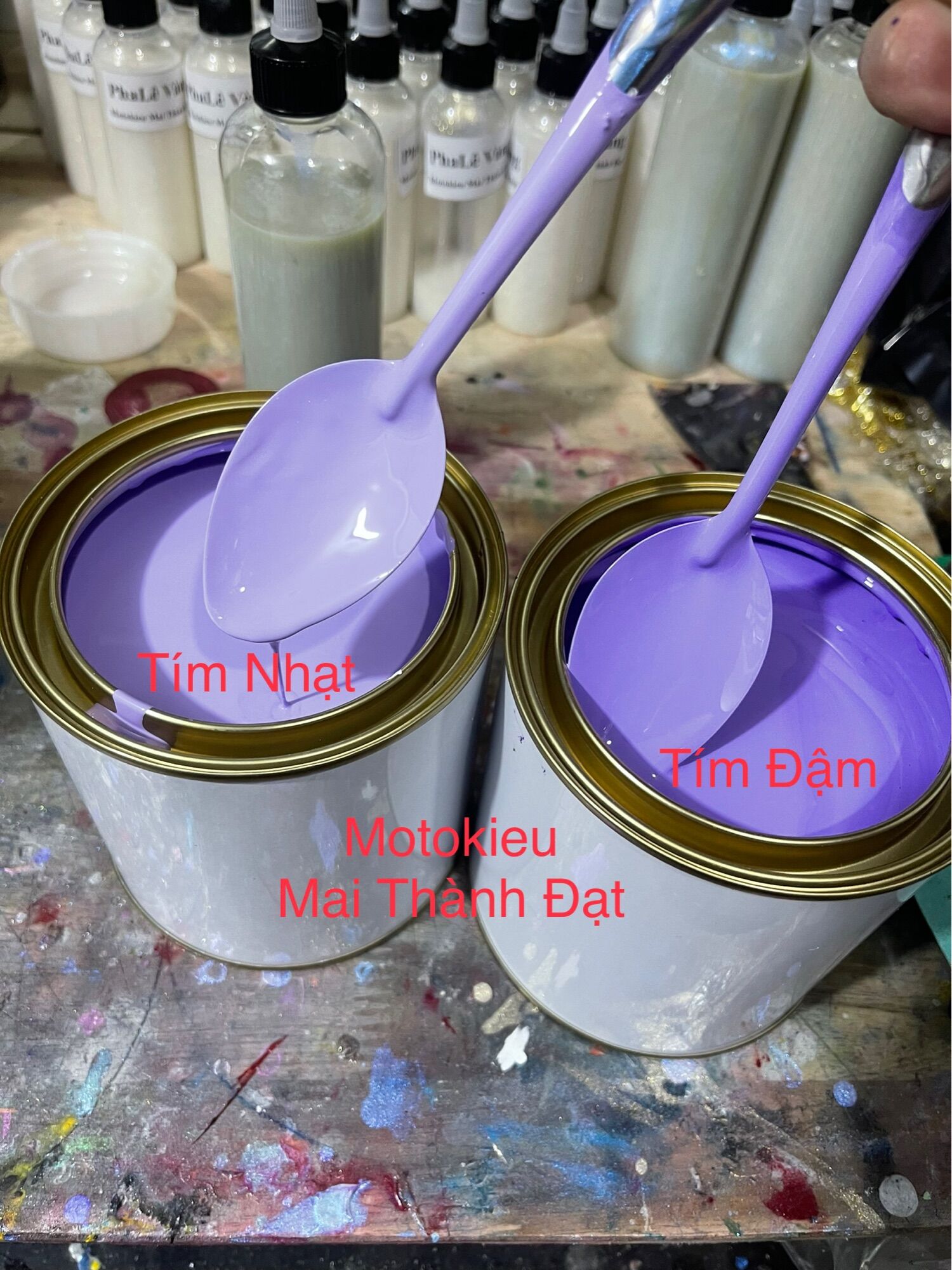 Màu sơn vespa tím nhám mộng mơ có combo mỗi màu 0,5kg