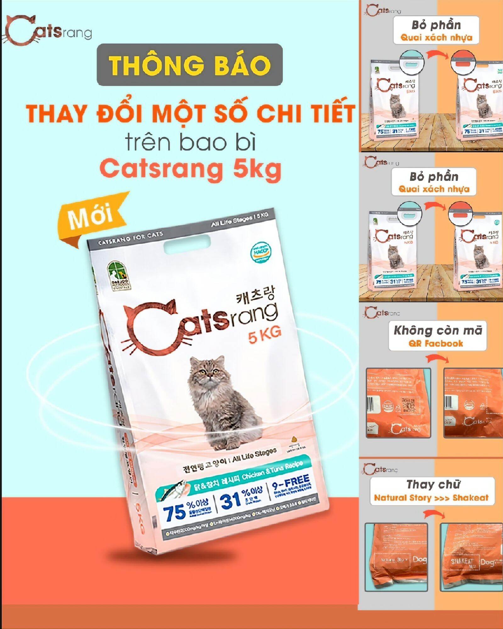 Hạt khô cho mèo Hạt Catsrang bao 5kg