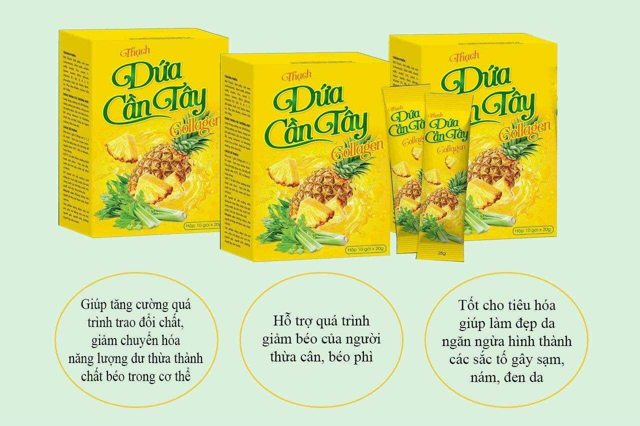 Combo 3 Hộp Thạch Dứa Cần Tây Collagen