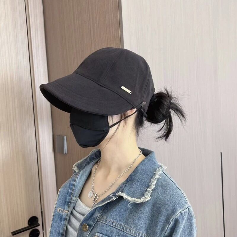Mũ mặt tròn vuông, mũ lưỡi trai nữ, mũ rộng vành rộng, mũ ngư dân mùa thu đông rộng mặt to, nữ mẫu mới 2023 học sinh sành điệu