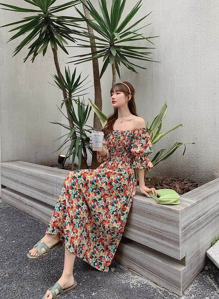 [ CÓ QUÀ TẶNG 🥰] Đầm mẹ và bé hoa hồng xanh