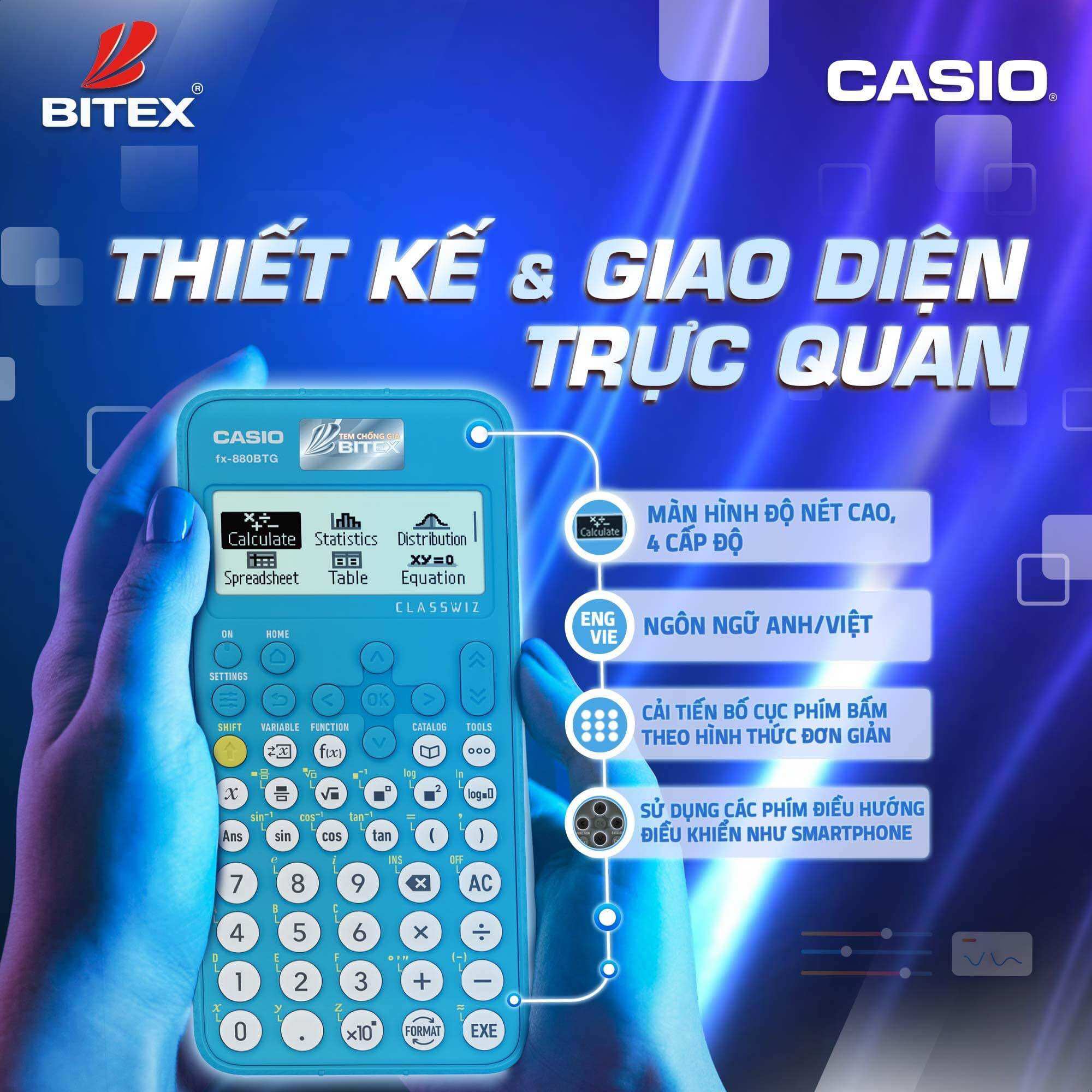 Máy tính casio fx-880btg - bảo hành điện tử 7 năm