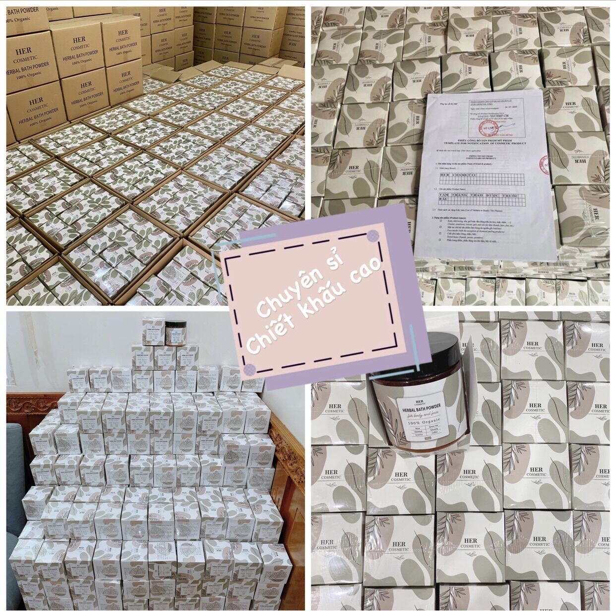 Combo 2 hộp Tắm Trắng Thảo Dược Her Cosmetic ( Tặng 2 BỘT ĐẬU ĐỎ 100GRAMX2)