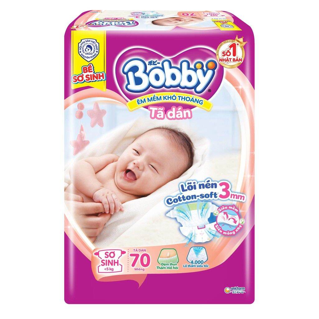 Tả dán bobby size sơ sinh S M L