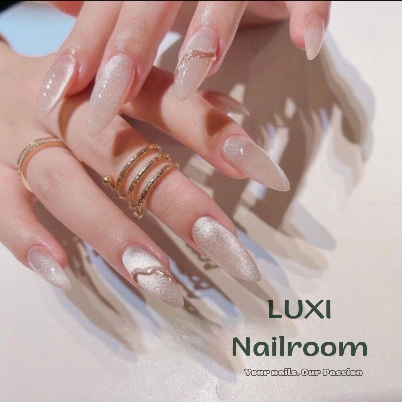 Nailbox - móng úp thiết kế mẫu thạch nude mắt mèo viền tráng gương