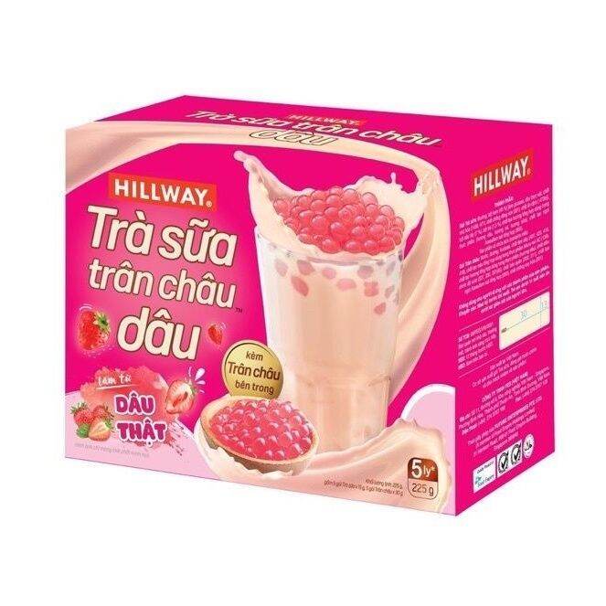 (COMBO 3HỘP)_3 HỘP Trà Sữa Trân Châu HILLWAY Vị Dâu 265g