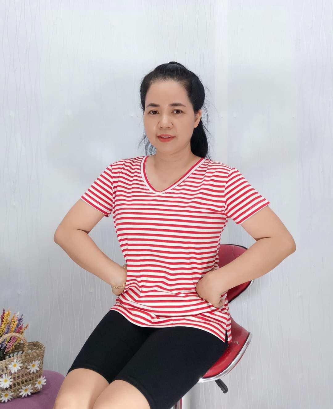 TPA7024 Áo thun cotton cổ tim sọc bigsize TuyenPhan bigsize 50..95kg