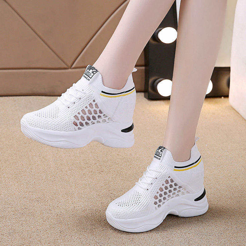 Giày Nữ Trong Độn Cao Giày Lưới Mẫu Mới Mùa Xuân Hè 2022 Giày Thể Thao Thường Ngày Mặt Lưới Thoáng Khí Cho Nữ Giày Nữ