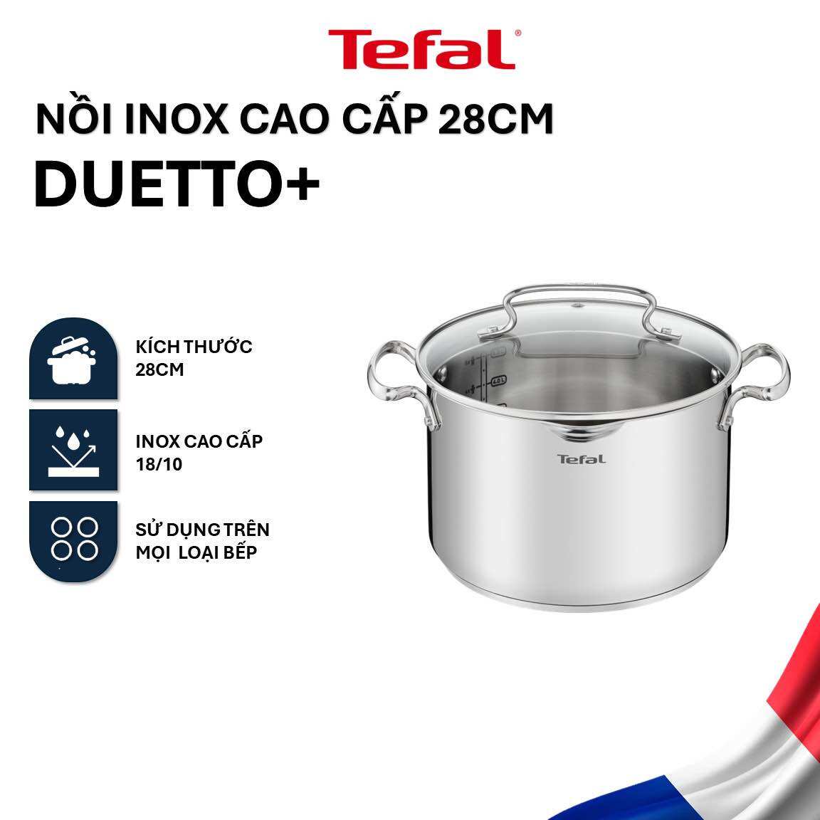 Nồi luộc gà tefal duetto plus 28cm - 10.4l