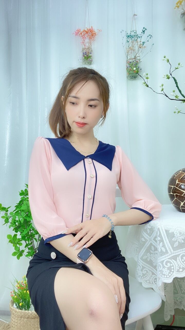 Áo kiểu nữ - công sở đẹp - áo cổ dún bèo tay lỡ -