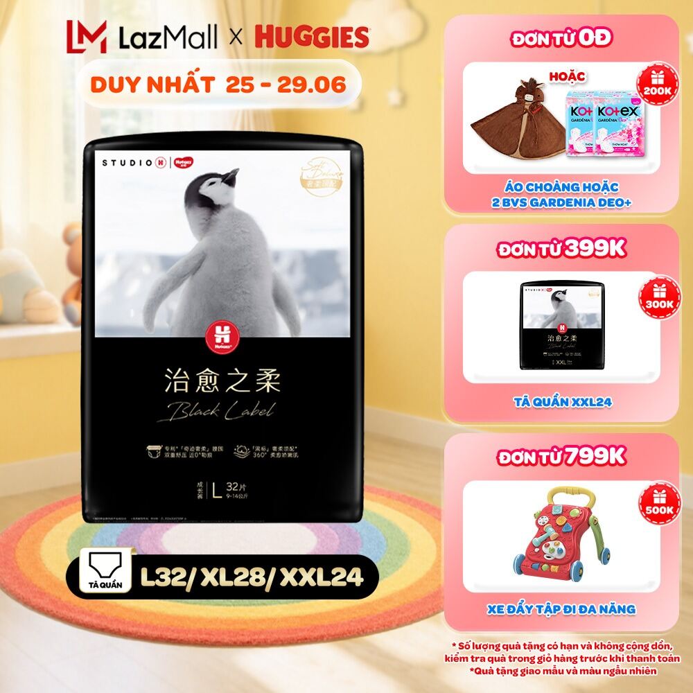Tã dán/quần Huggies Black Label size M36/L32/XL28/XXL24 miếng