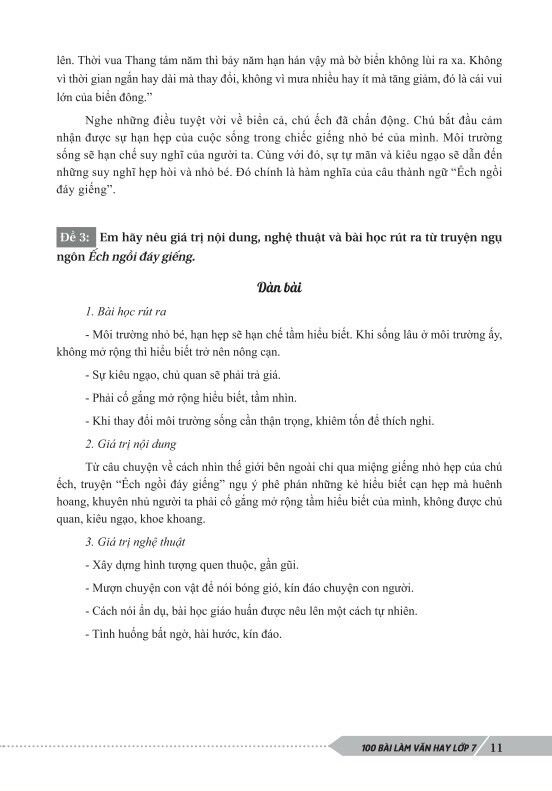 100 Bài làm văn hay lớp 7 (Sách biên soạn theo chương trình giáo dục phổ thông mới)