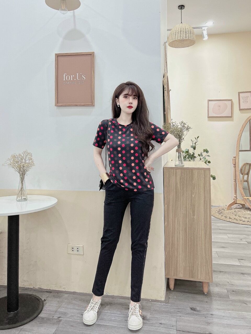 Sét đồ bộ nữ họa tiết chấm bi màu thời trang cao cấp
