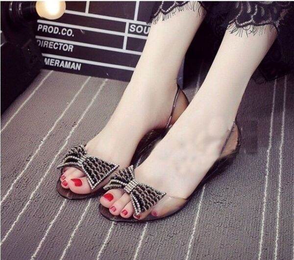 Giày nhựa nơ kết cườm