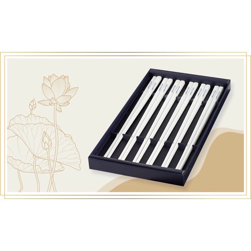 Đũa sứ minh long -bộ 6 đôi đũa sứ dưỡng sinh dài 24.4cm – trắng ngà