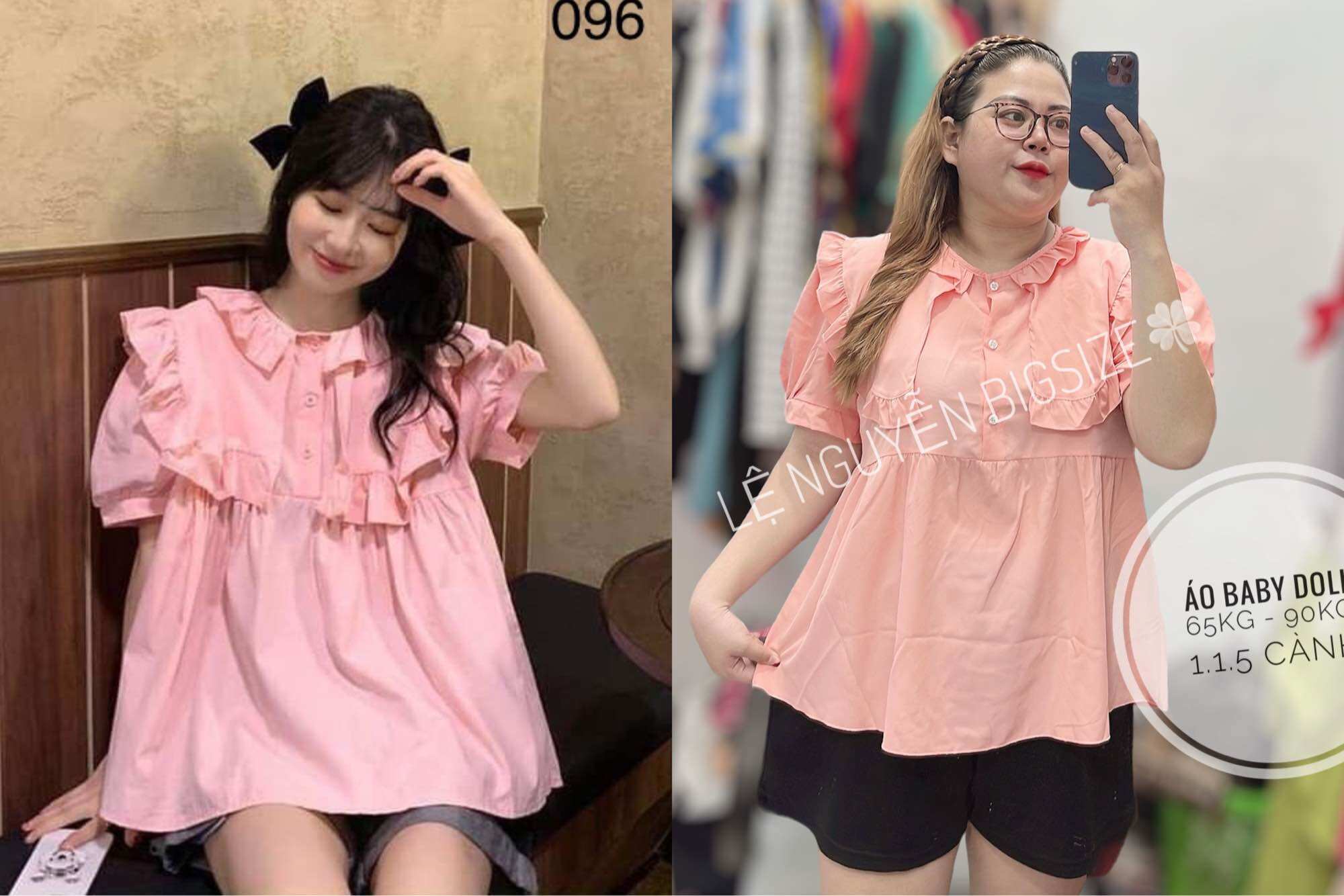 Áo baby doll bigsize 65-90kg