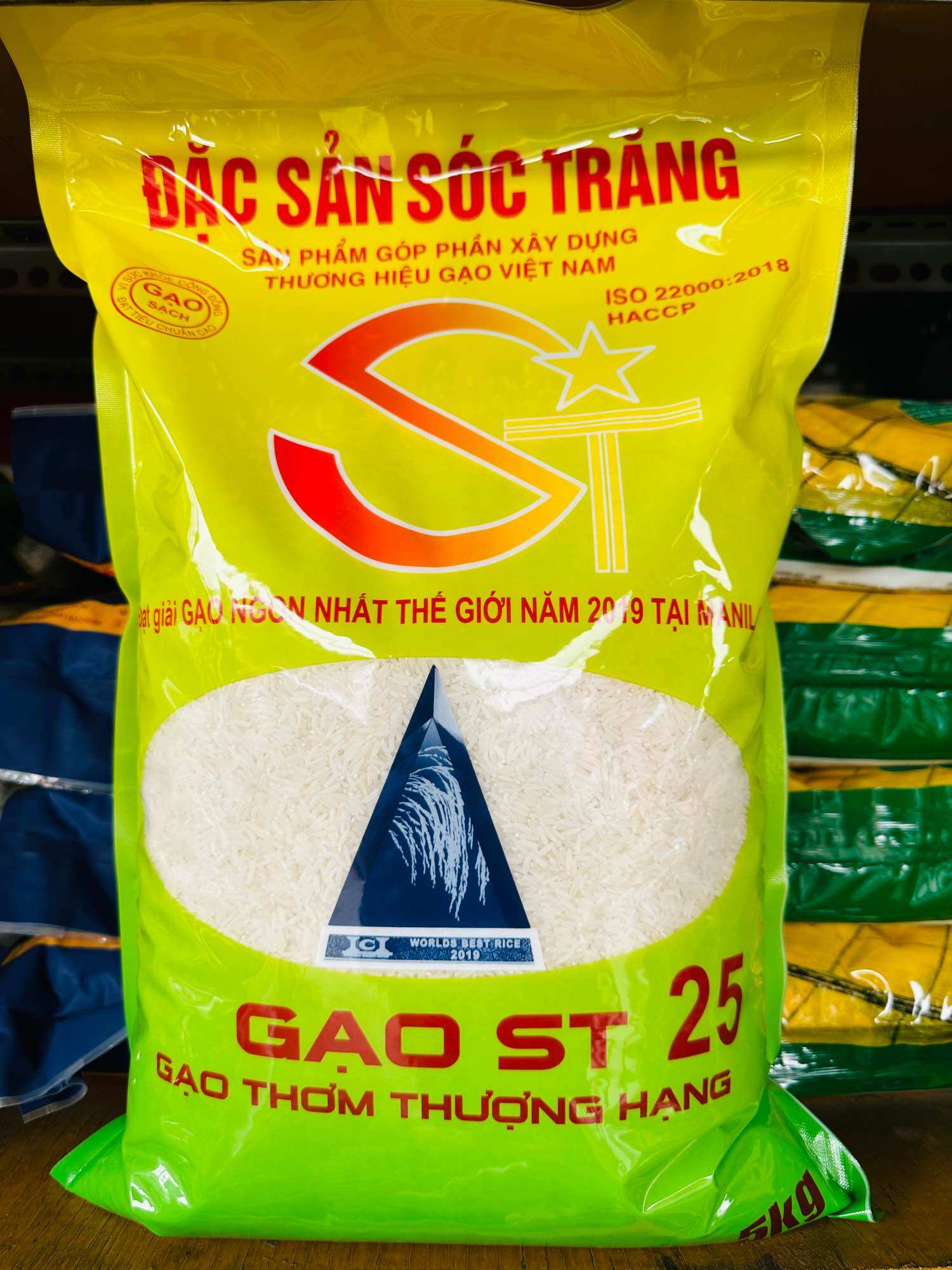 Gạo ST25 + Gạo Lúa Vụ Mới  Dẻo Mền Thơm , Ngọt Cơm ( Túi 5 ký )