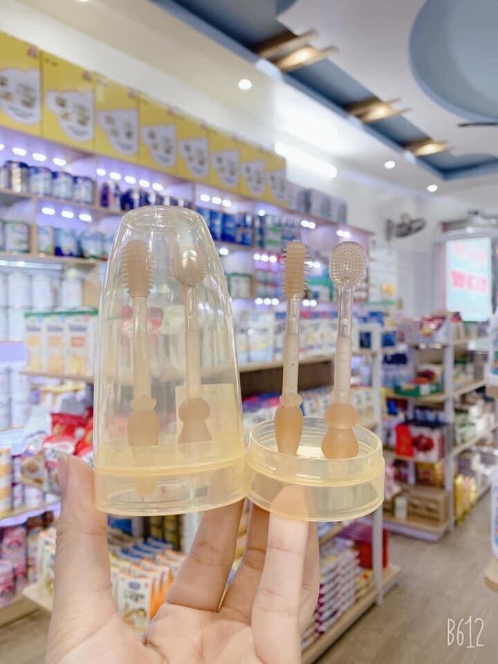 Bộ rơ lưỡi cho bé, Bàn chải silicon cho bé siêu mềm mại an toàn cho bé 0-18 tháng