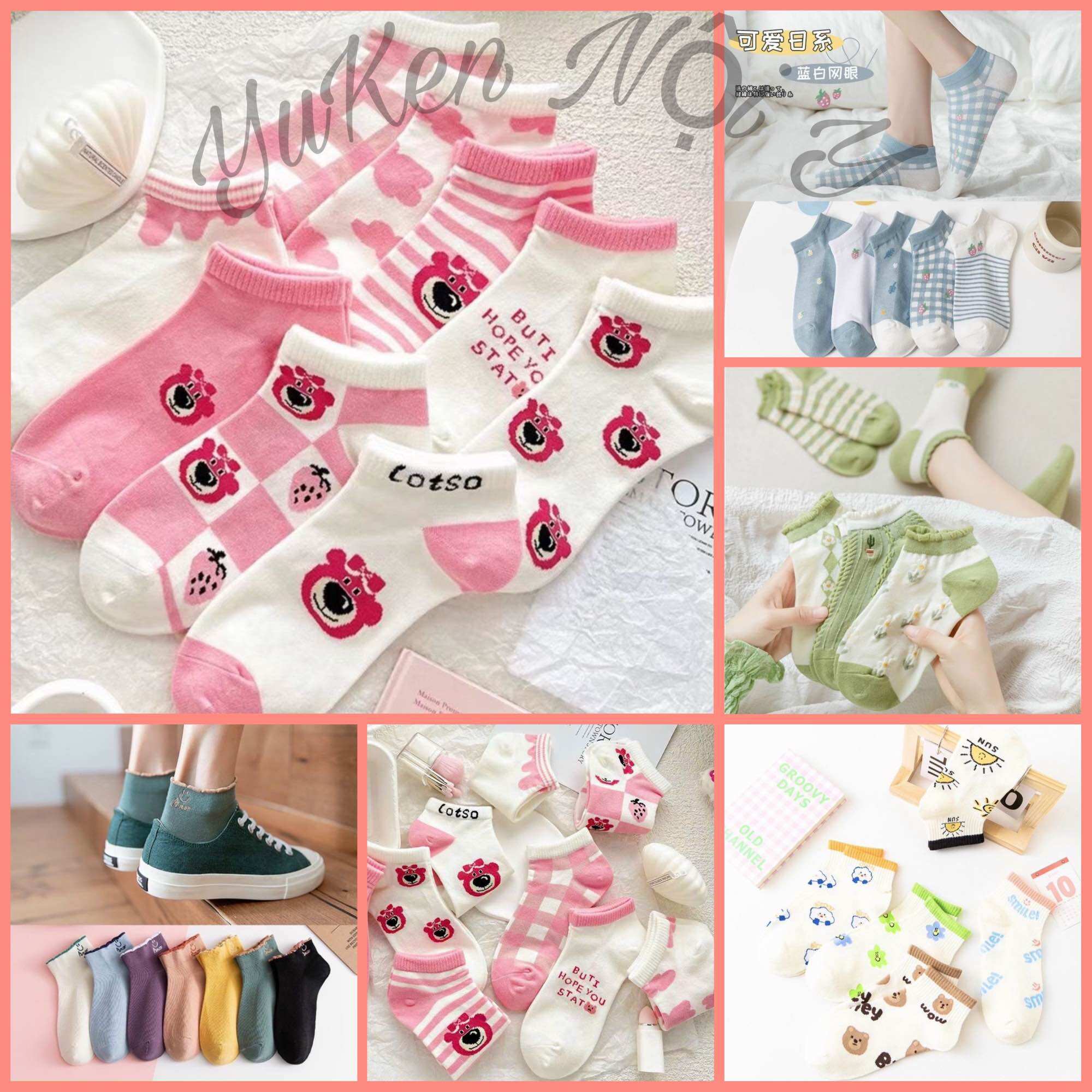 ❤combo 5 đôi tất❤️vớ chân nữ cotton in hình kute