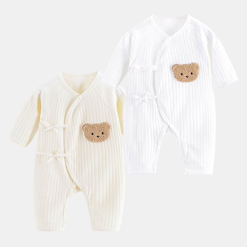 Unisex Bé Một Bộ Trang Phục 100% Cotton Dài Tay Áo Liền Quần Dệt Kim Màu Trơn Cho Trẻ Sơ Sinh Thích Hợp Cho Mọi Mùa