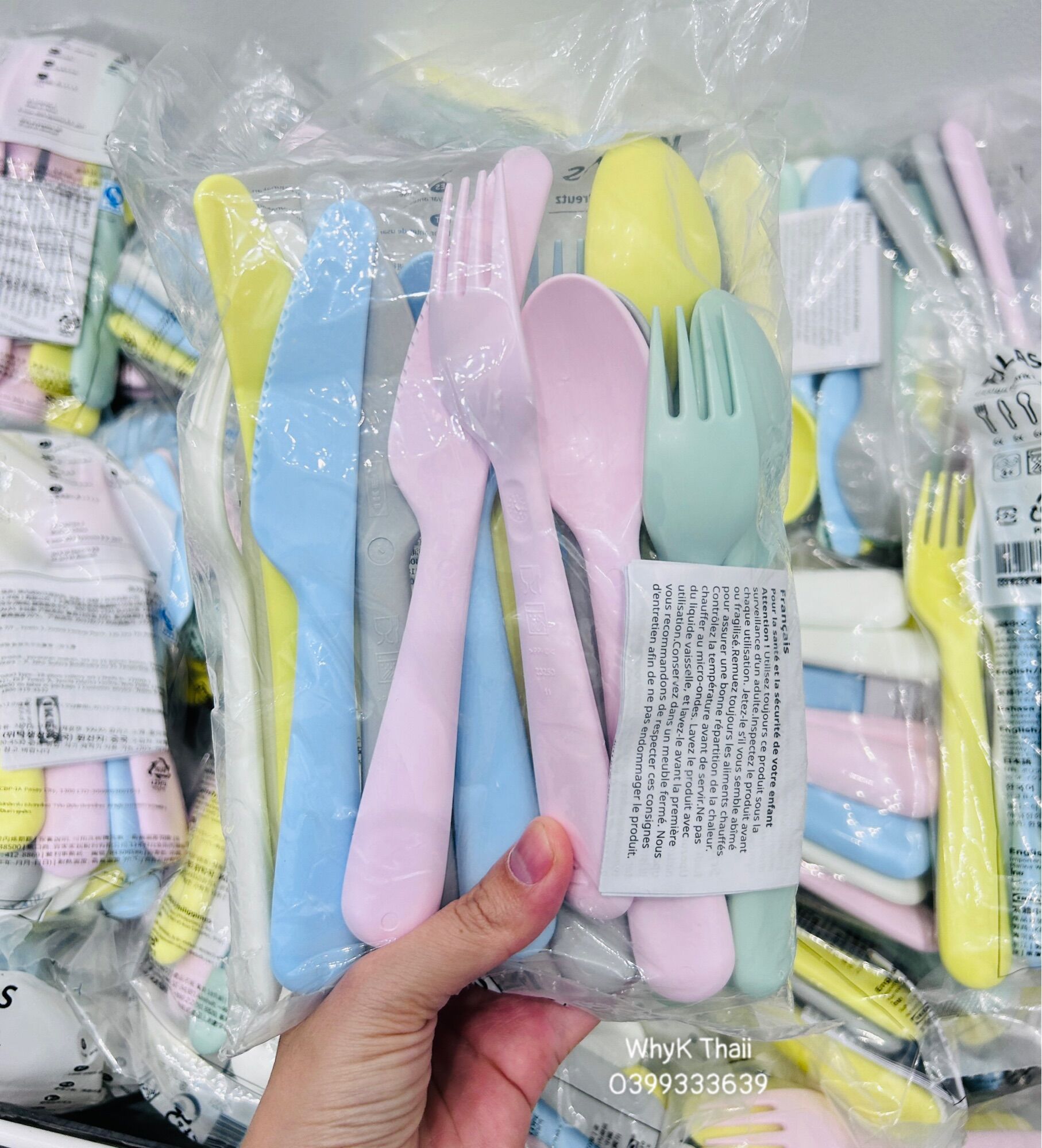 Set 18 món muỗng nĩa dao nhựa Ikea Chính Hãng màu rất xinh