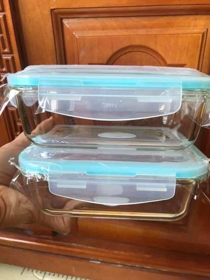 set 9 thố thuy tinh 620ml nắp xanh