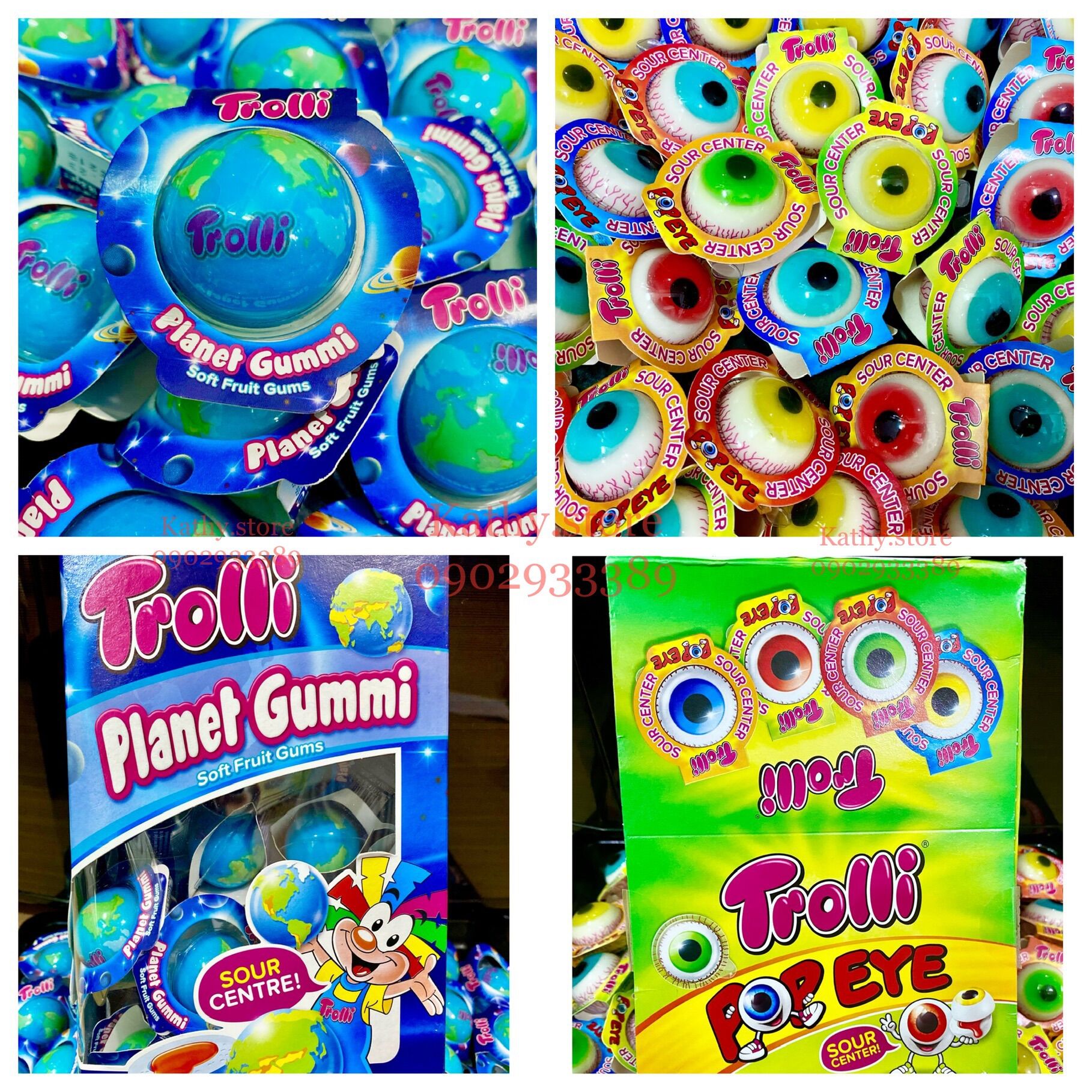 👁🌎 kẹo dẻo trolli con mắt & quả đất có nhân