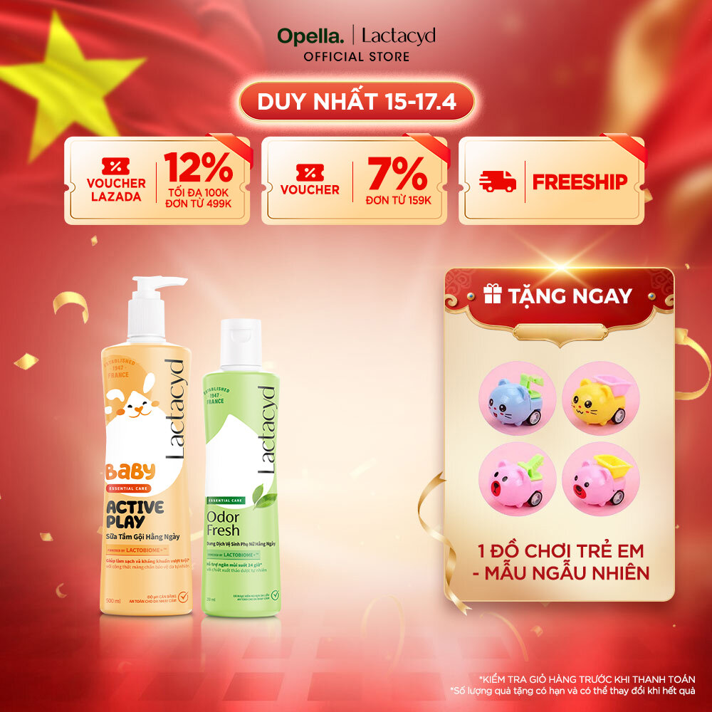 Bộ 2 Dung Dịch Vệ Sinh Phụ Nữ Lactacyd Odor Fresh 250ml + Sữa Tắm Gội Trẻ em Lactacyd Active Play 500ml
