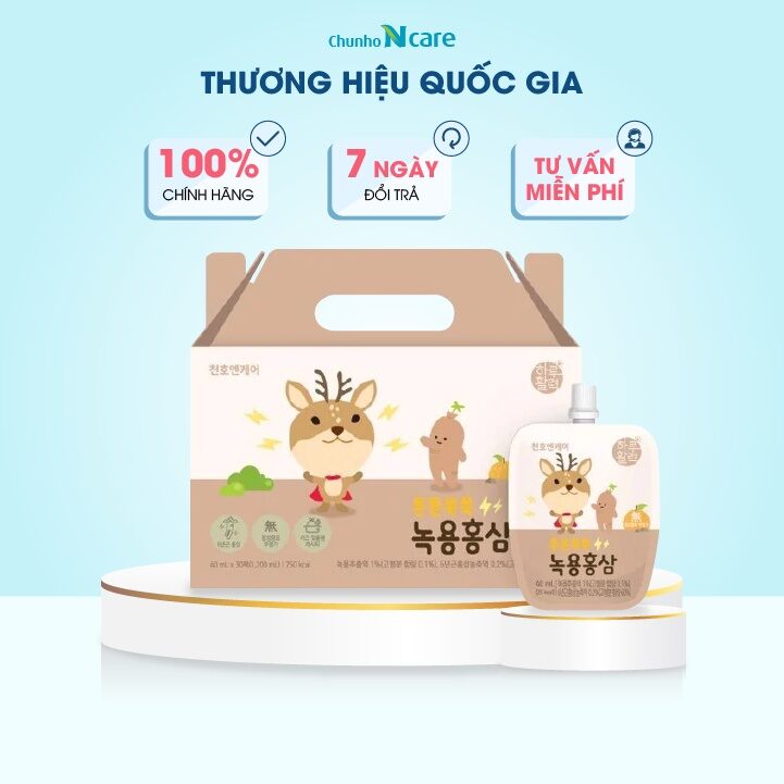 Hồng sâm tăng trưởng toàn diện cho trẻ em chunho ncare - 40ml x 10 gói hoặc 30 gói