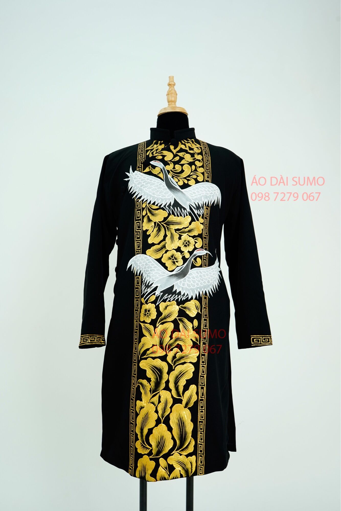 Áo Dài Cách Tân Nam ĐEN VẼ HOẠ TIẾT
