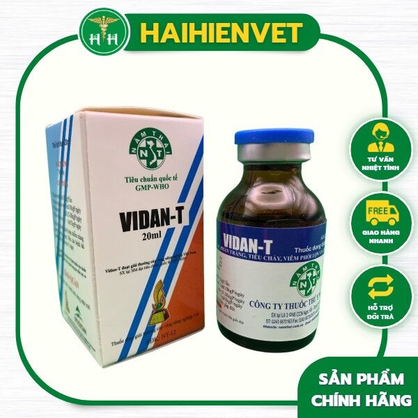 20ml Vidan T - phân xanh, phân trắng,  ecoli trên gà, vịt, ngan, heo, trâu, bò - Năm Thái