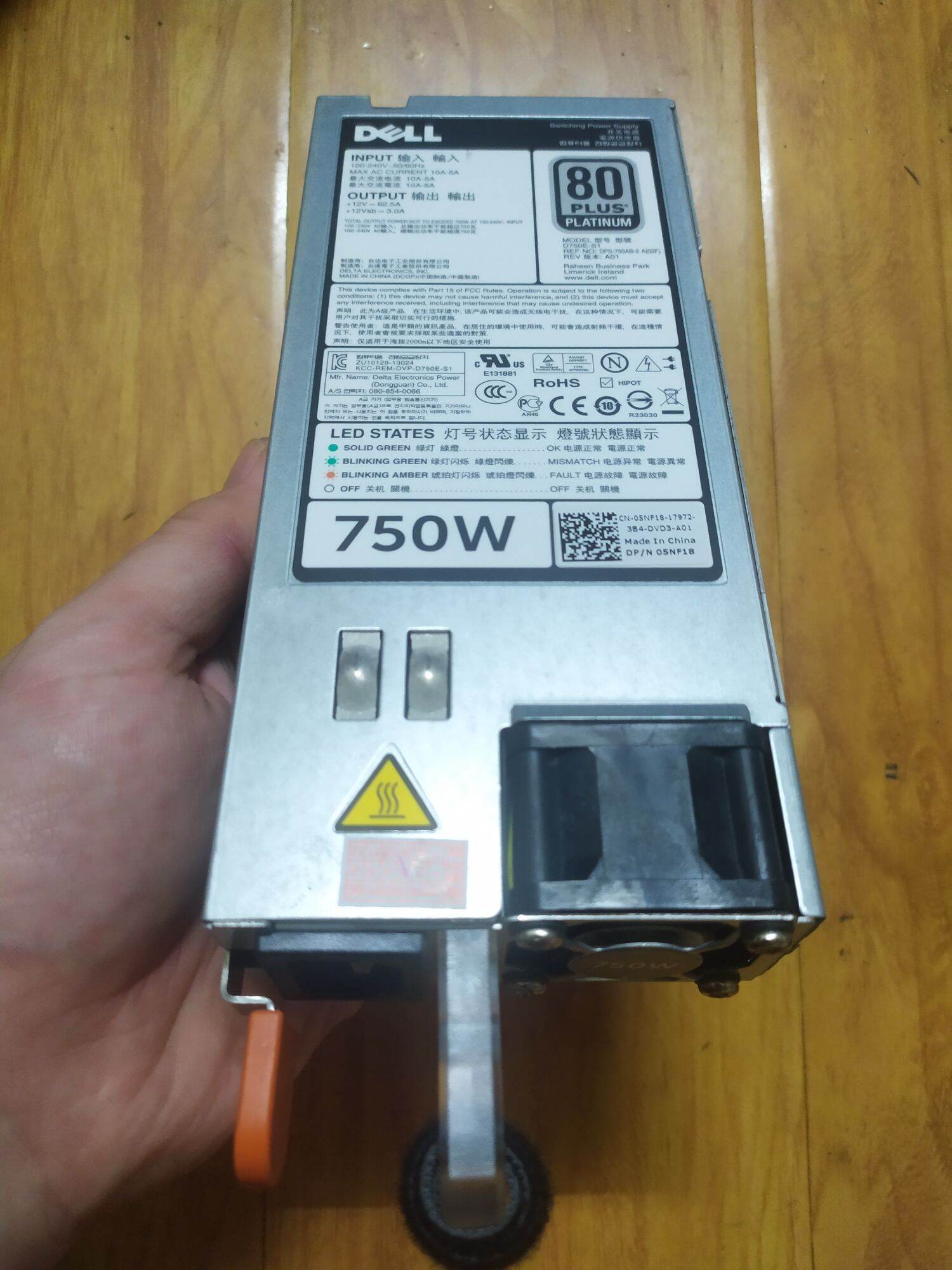 Nguồn sever 12V 62.5A 750W. Nguồn sever Dell chuẩn 80 Plus Platinum