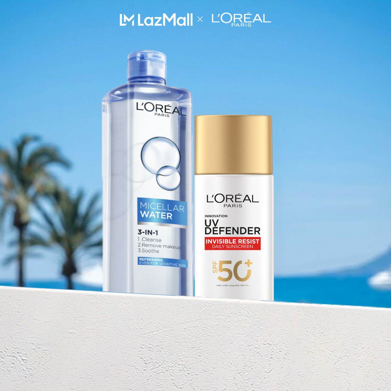 Bộ Sữa Chống Nắng Phổ Rộng Vô Hình Thoáng Da 50m SPF 50+ PA++++l  Nước tẩy trang tươi mát 400ml