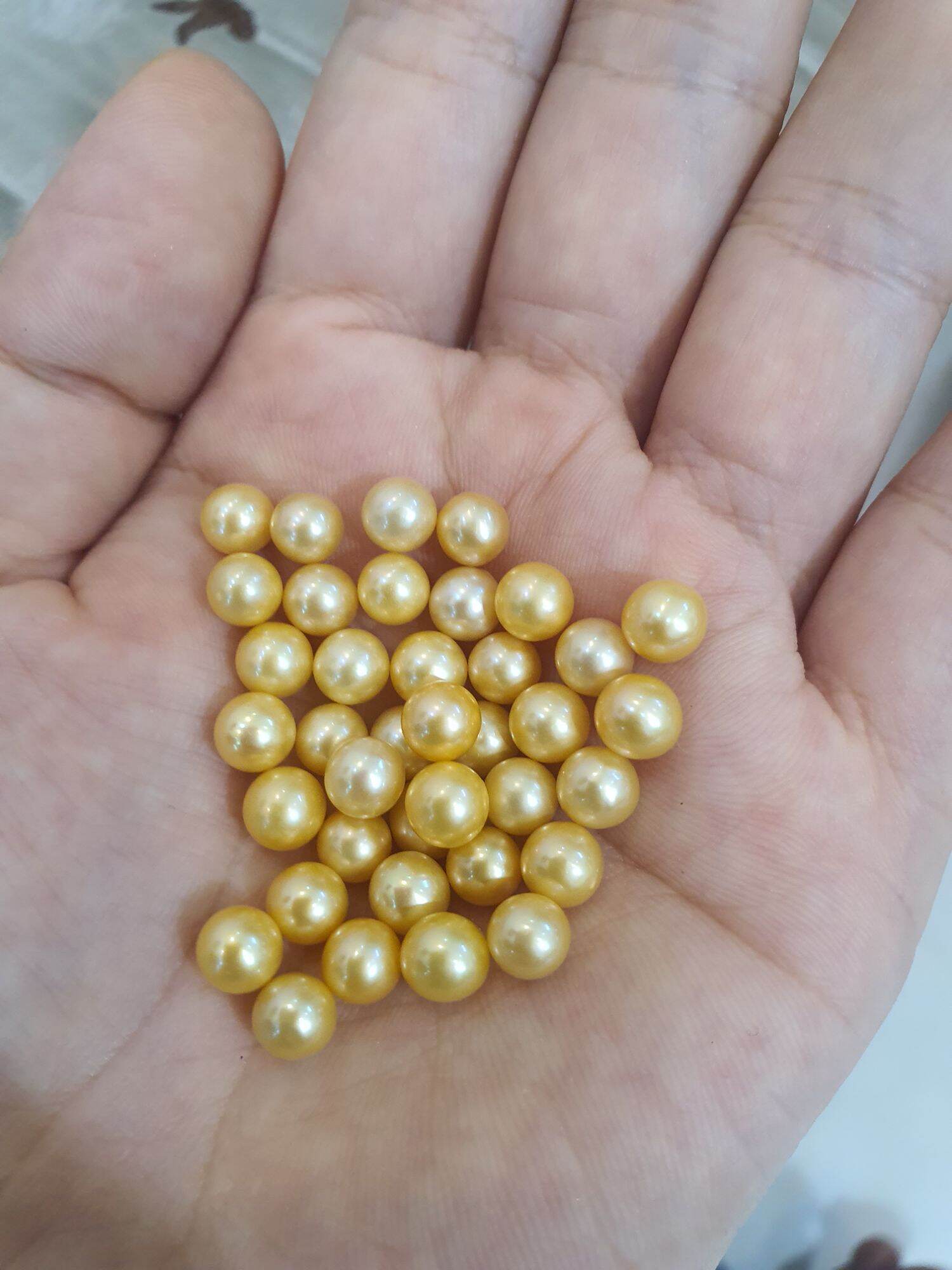 Ngọc trai thật 5,5ly màu vàng gà con