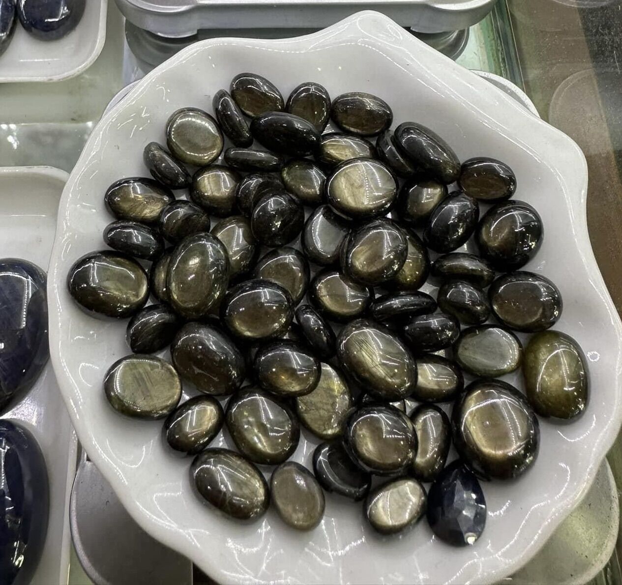 Mặt đá Ruby Lapis thiên thanh Saphire làm nhẫn