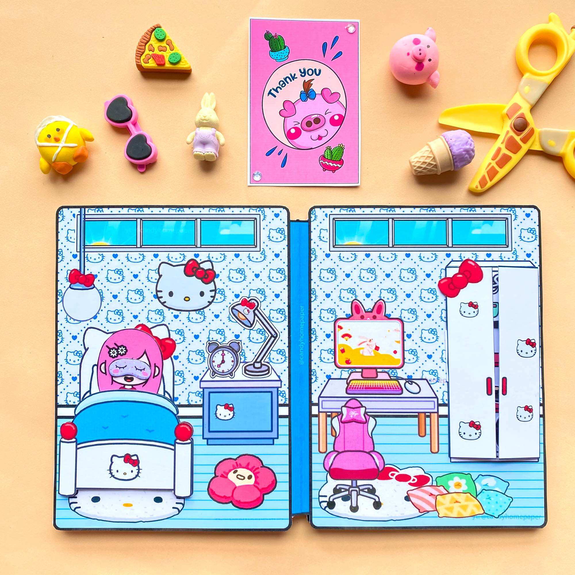 Ngôi nhà Hellokitty - Búp bê giấy