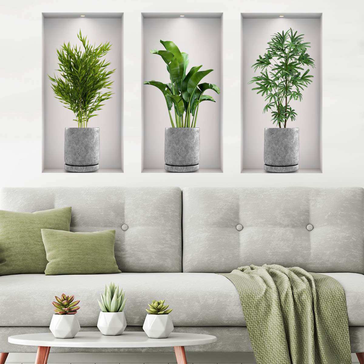 Decal dán tường chậu cây 3D TT02 trang trí phòng khách