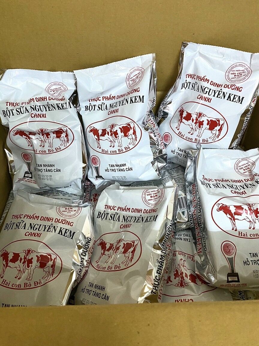 Combo 5 bịch sữa bột nguyên kem Hai Con Bò đỏ