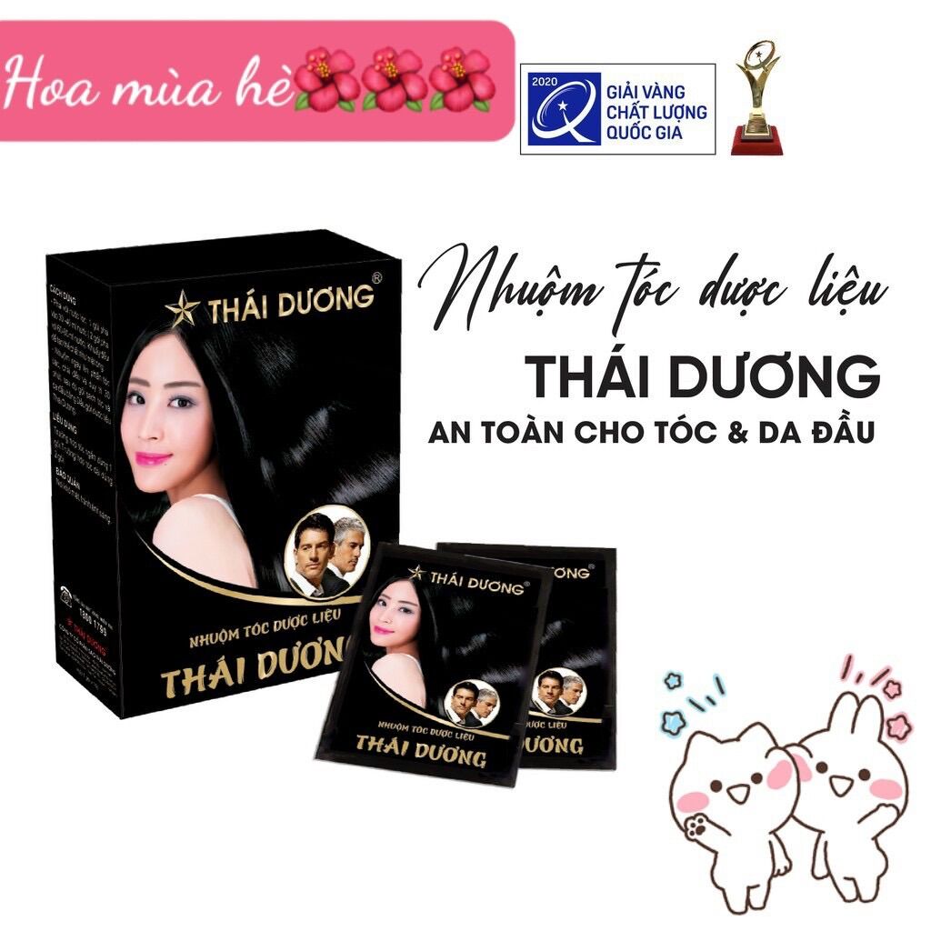 NHUỘM TÓC THÁI DƯƠNG HỘP 5 gói ( nhuộm màu đen ) hàng chính hãng