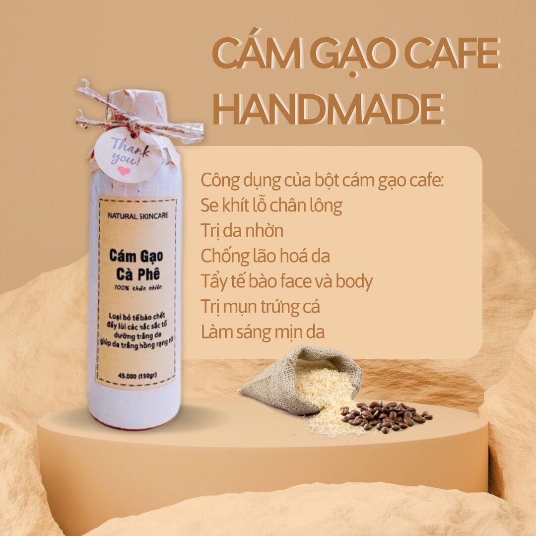 Ủ trắng tẩy da chết Cám Gạo Cafe Nguyên Chất dùng cho face và body chai 150 gr