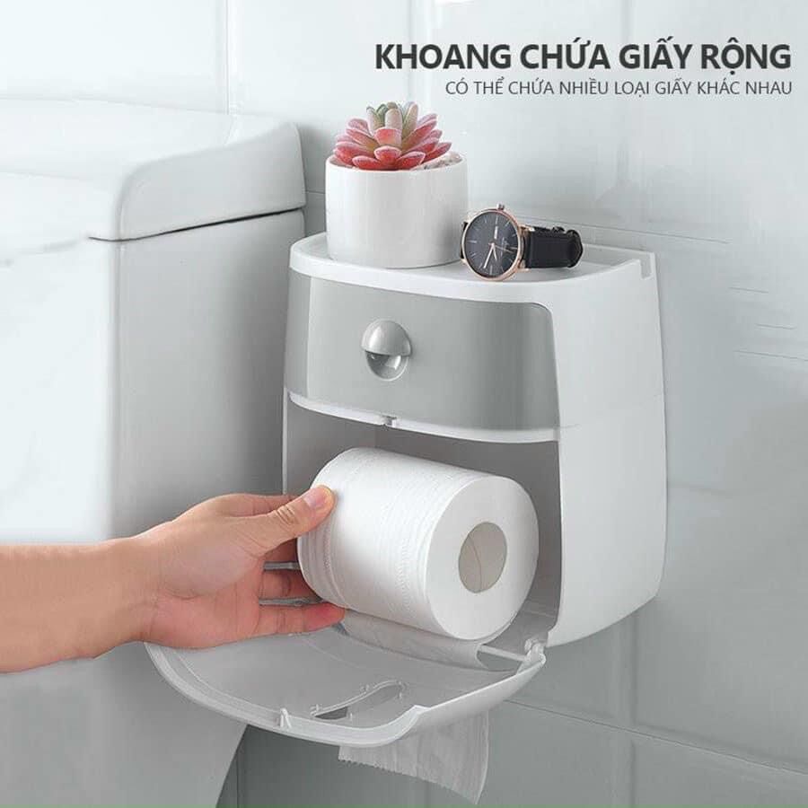 (XẢ HÀNG)Hộp đựng giấy vệ sinh Ecoco kèm miếng dán cực chắc