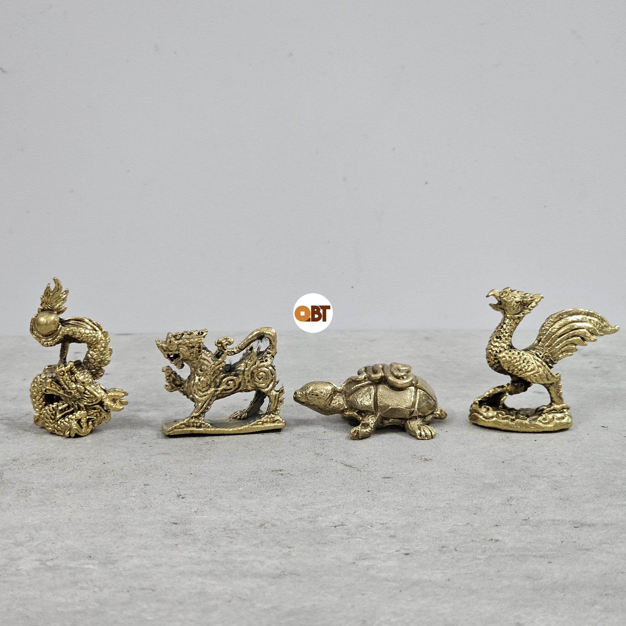 Bộ tứ linh bằng đồng mini - Long Lân Quy Phụng